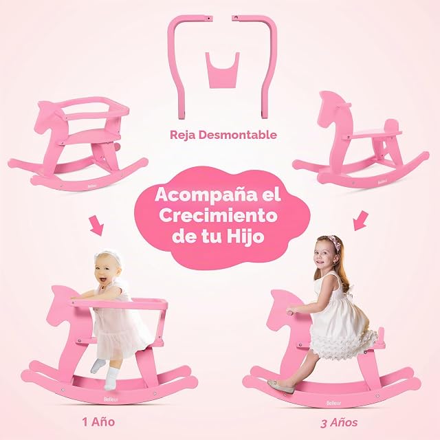 Foto 2 de 8 de Caballo balancín de Madera Belleur para niños de 1 a 3 años
