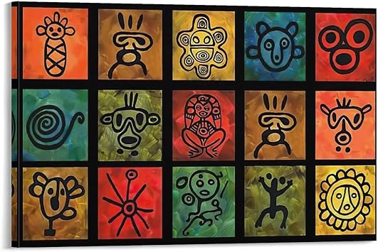 Puerto Rico Symbols Wall Art Canvas Painting - Vintage Home Decor Poster for Bedroom Living Room - 16x24inch40x60cm Frame-Style