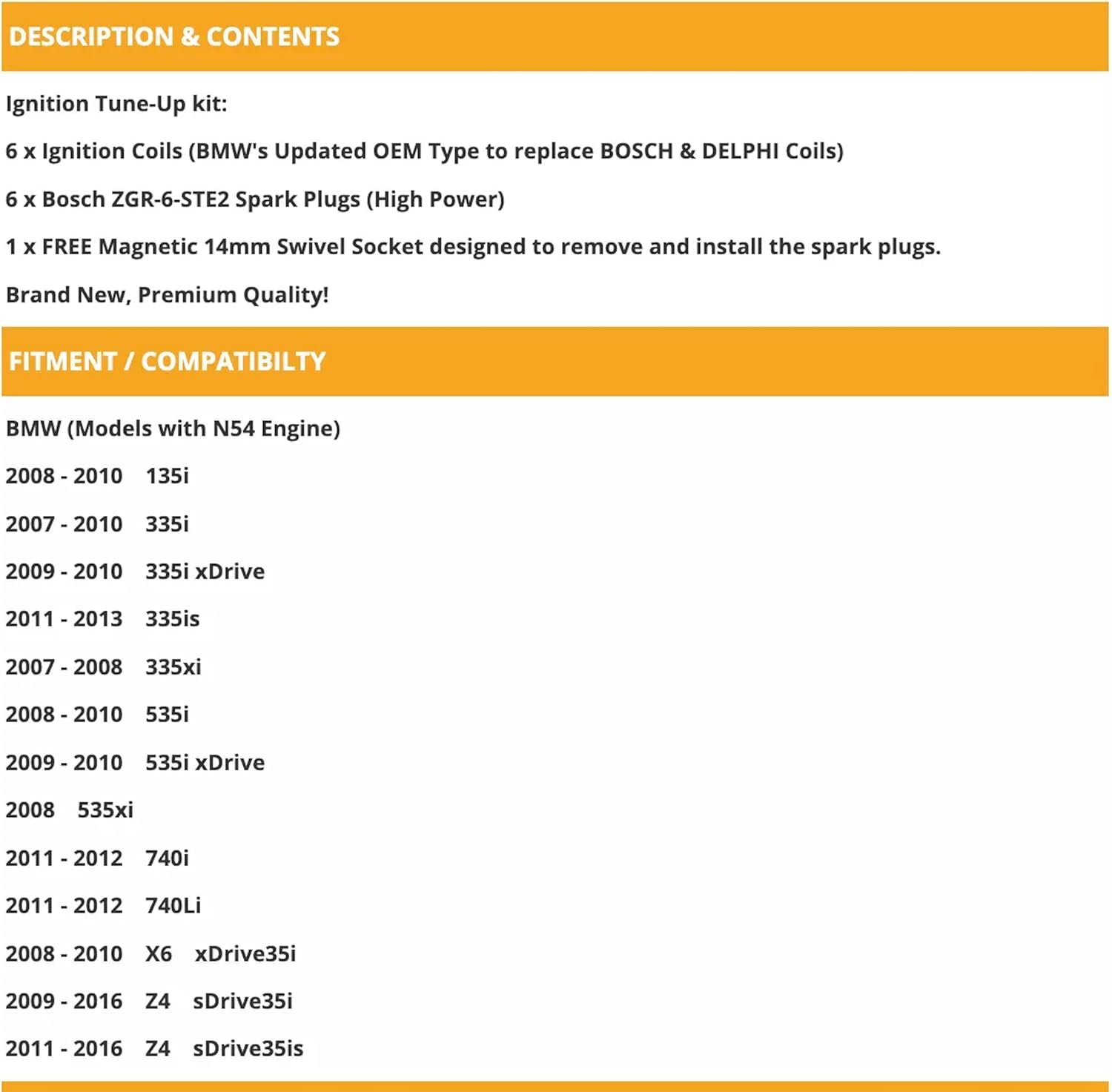 6 x ELDOR Ignition Coils + BOSCH Spark Plugs + Socket OEM for BMW N54 Engine