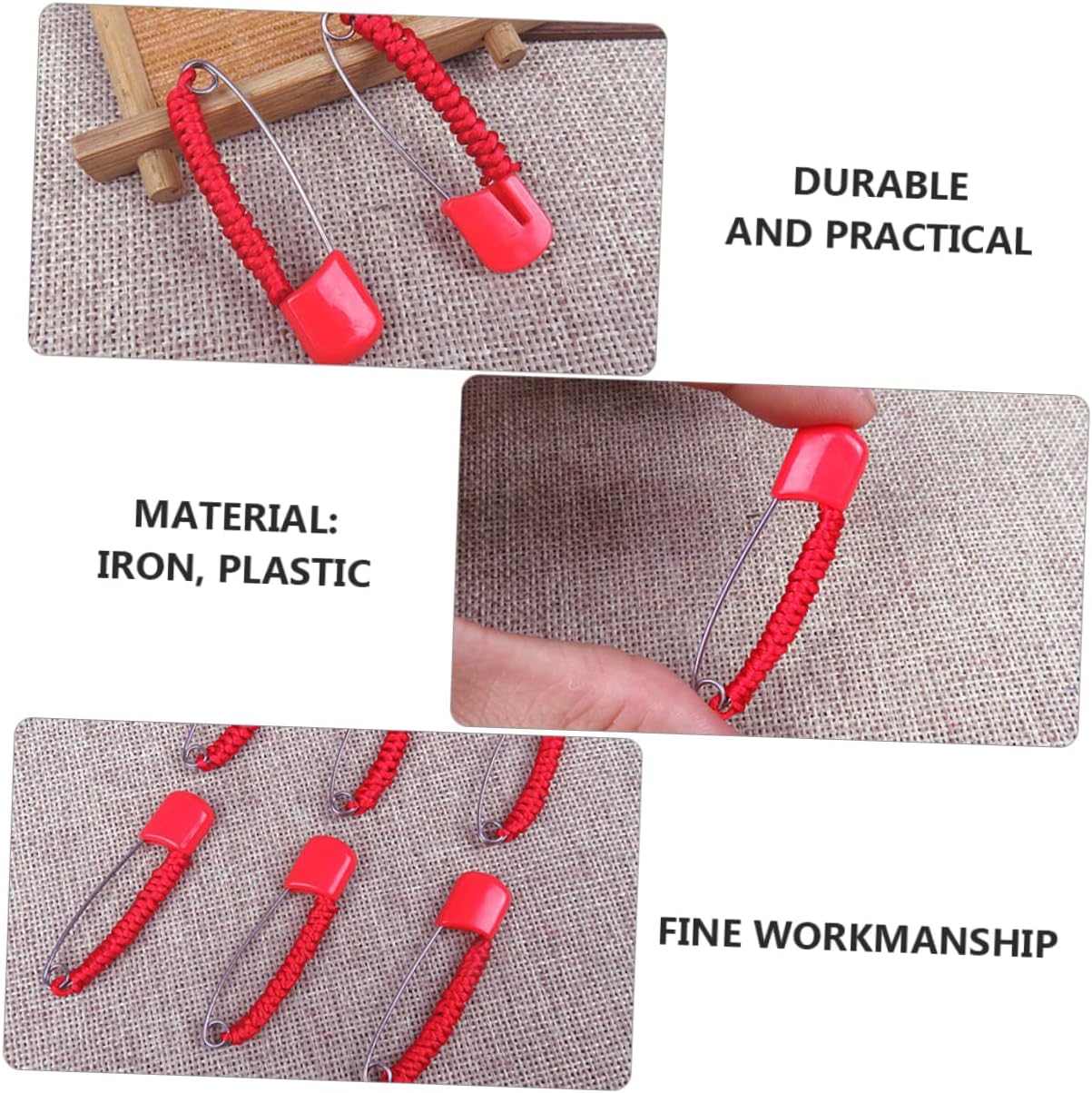 OSALADI 10Pcs Red Safety Brooches Creative Cloth Pin for Clothing Accessories Durable and Smooth Design for Boy Girl and Everyday Use