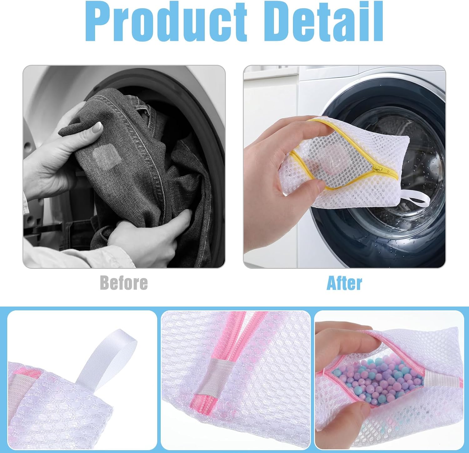 5Pcs Laundry Pod Bags, Reusable Mesh Wash Bags Protection Bag, Scented Bead