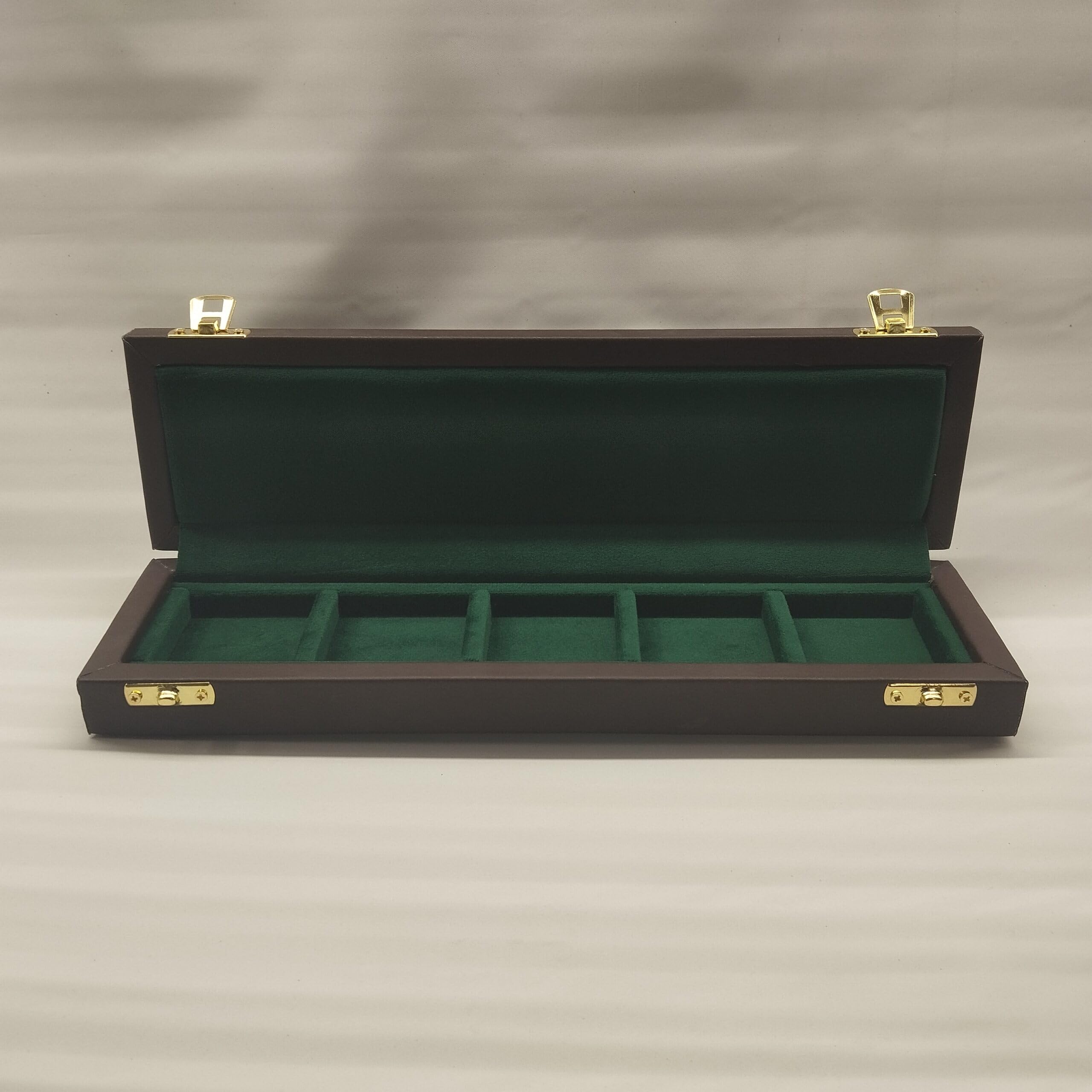 Caja para Monedas de colección 5 Compartimentos 47x47 mm Madera Artesanal Piel martillada y Terciopelo Interior – numismática Hecha a Mano