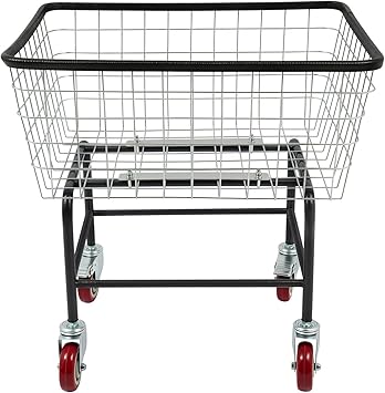 Steel Wire Laundry Cart with Wheels, Heavy Duty Rolling Laundry Basket, Large Metal Storage Cart for Laundry, Clothes, Towels, Bathroom, Commercial Laundry Organizer Style2