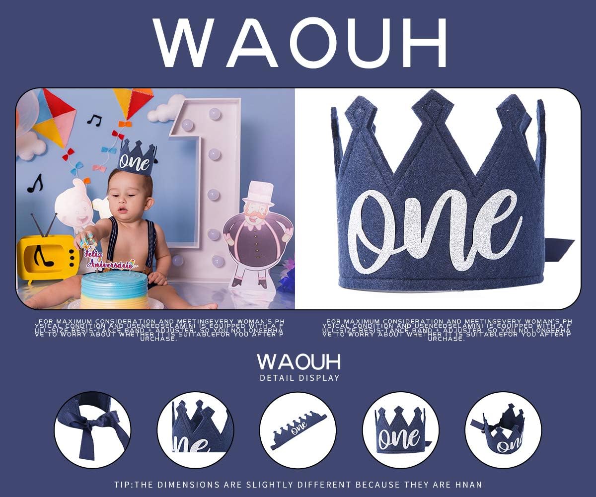 Navy Blue Birthday Crown For Kids - 1st Birthday Crown,1st Birthday Party Supplies - Image 3