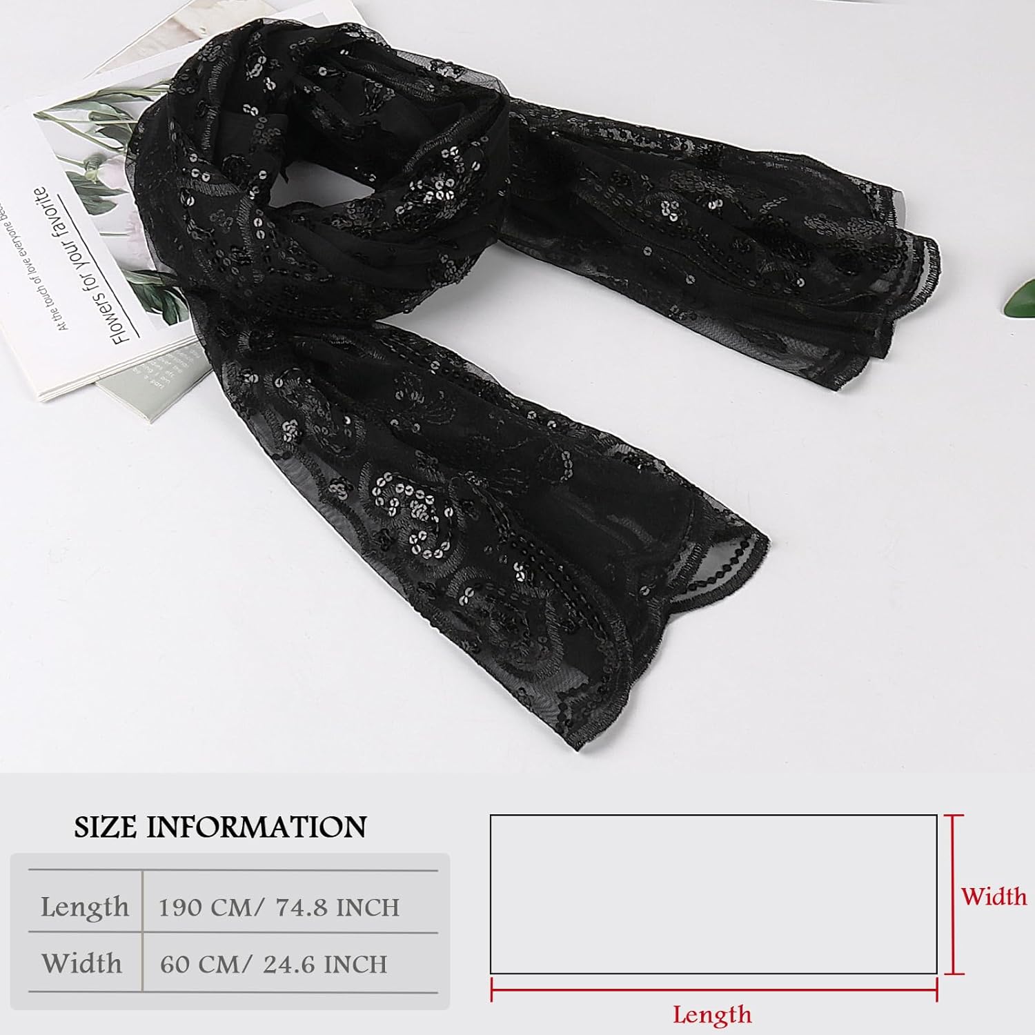 Ladiery Sequin Floral Shawls and Wraps for Evening Dresses,Women sparkly Sheer Mesh Wedding Shawls for Evening Party - Image 6