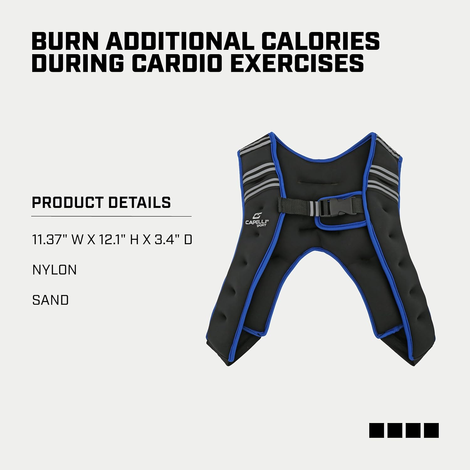 Capelli Sport Running Weighted Vest, Neoprene Adjustable Weighted Vest for Men and Women, Blue/Black, 10 lbs