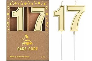 Roma Gold Number 17 Birthday Candle