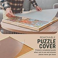 Vista 4 de Tablero de rompecabezas de madera de 1500 piezas - 6 cajones, mesa de rompecabezas giratoria preensamblada Tablero de rompecabezas de 35" x 28