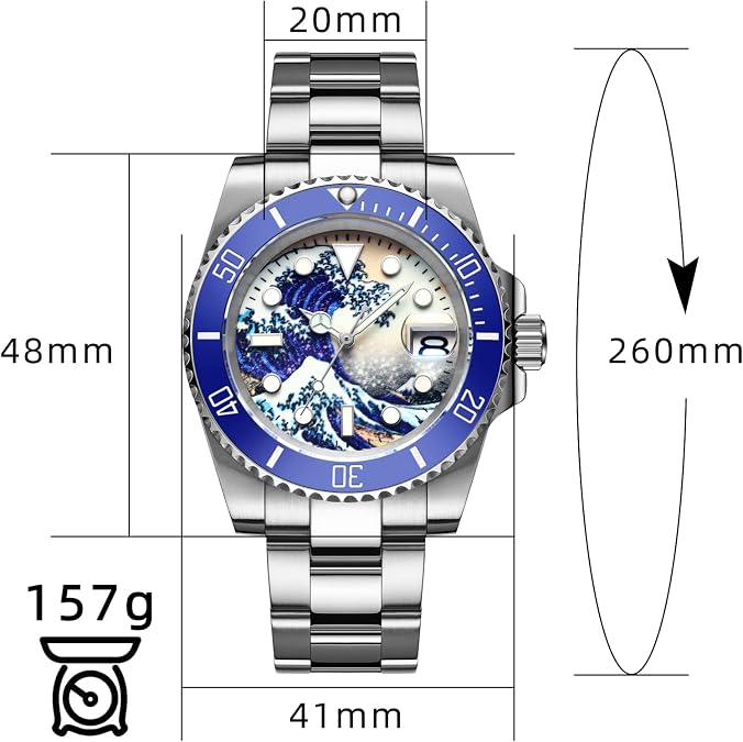 ADDIESDIVE Automatic Wristwatch for Men, Diver Watch 200M/300M, Mechanical NH35a, Stainless Steel Bracelet MY-H3-2