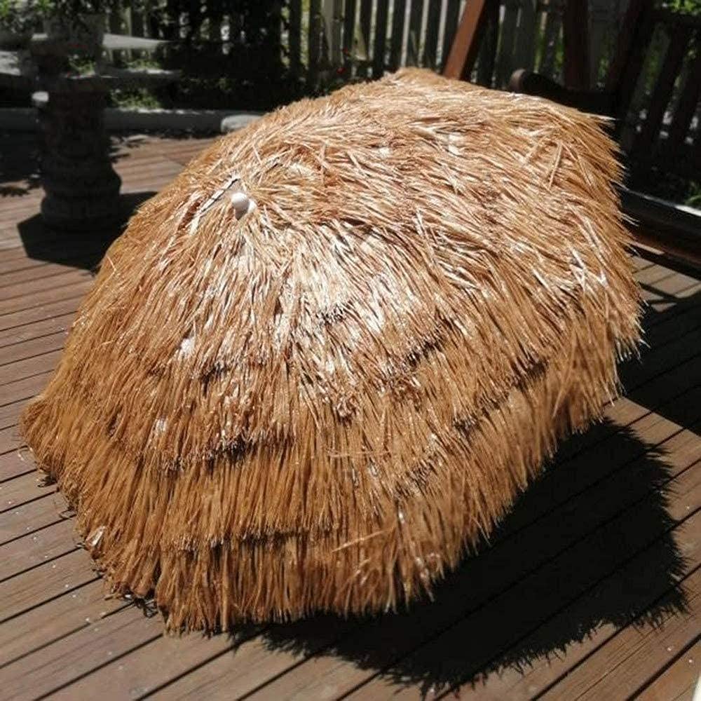 XJBTBA Parasole ogrodowe Okrągły parasol ogrodowy Parasol pokryty strzechą z korbką Patio Parasol zewnętrzny Ochrona Uv Osłona przeciwsłoneczna Schronienie Solidne i