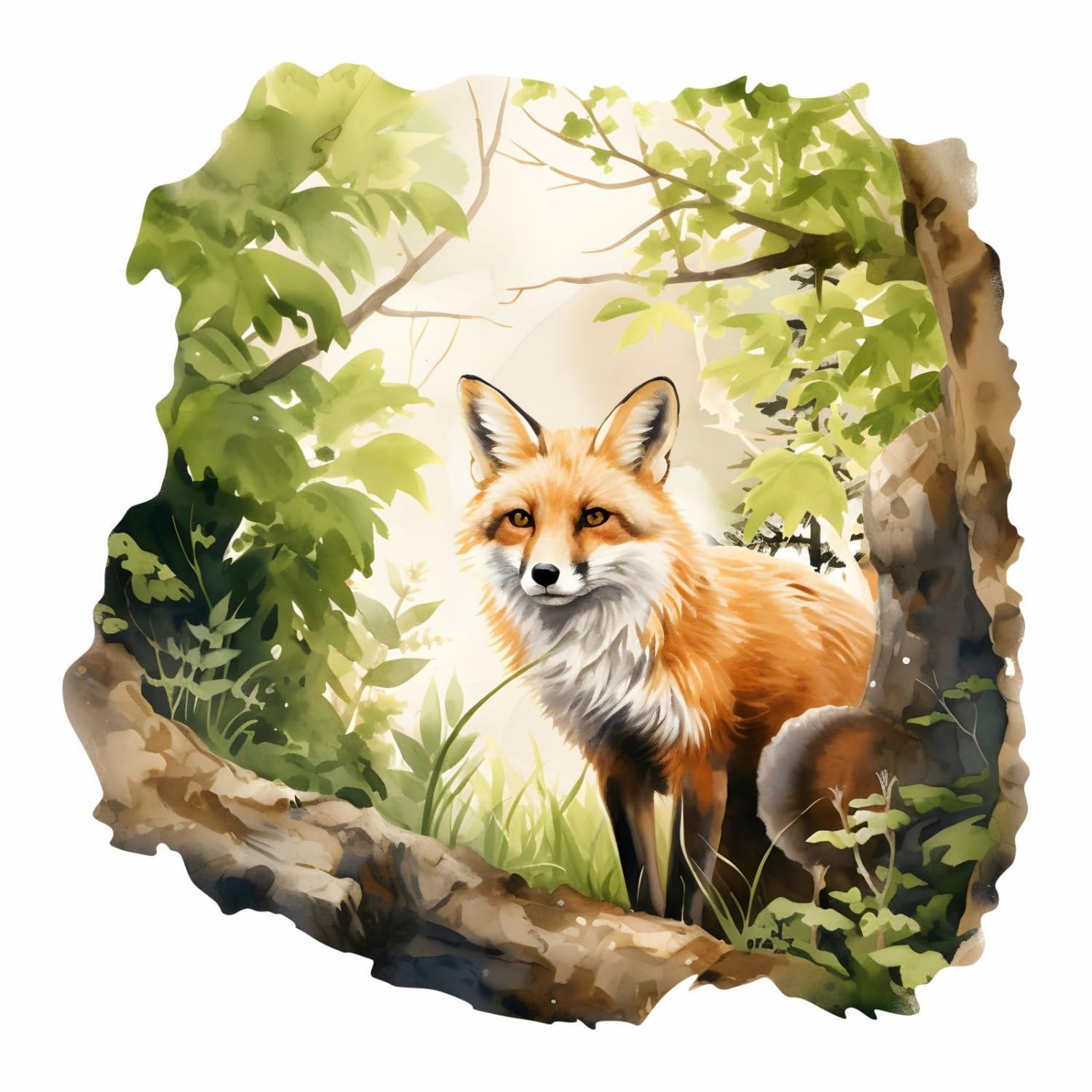 254 Wandtattoo Fuchs im Wald in 4 vers. Größen Größe 1250 x 1250 mm