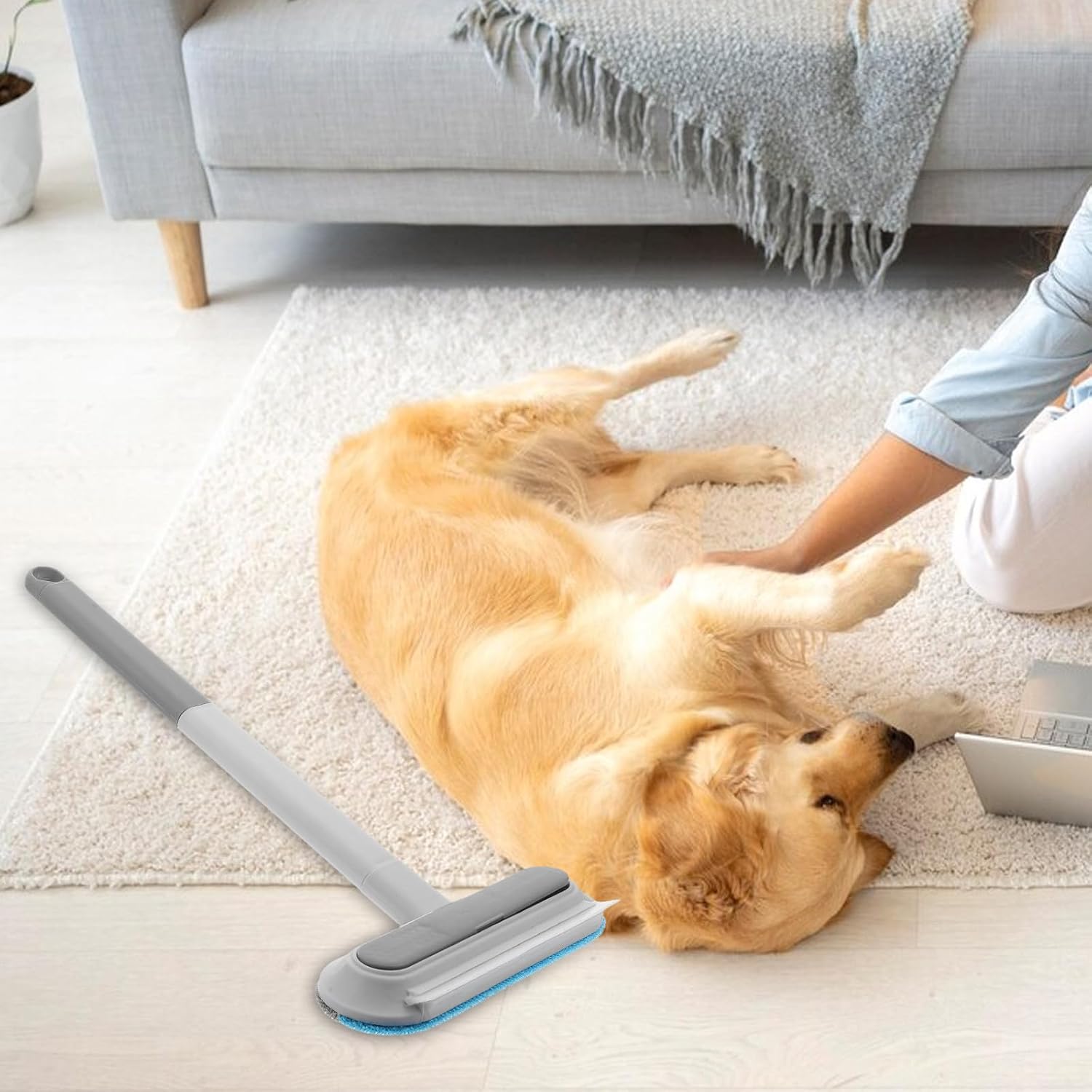 Lurrose Double-Sided Pet Hair Remover Mitt for Dog and Clothing Efficient Abs Hair Brush with Dual-Sided Felt Design for Cleaning on Furniture and Bedding