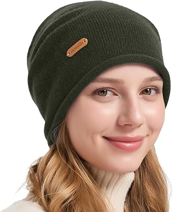 ACUSHLA 100% Merino Wool Slouchy Beanie for Women & Men Knit Winter Hat Unisex Warm Skull Cap for Cold Weather