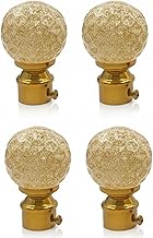 Atlantic Curtain Rod Finials Set of 4, Decorative Textured Resin Globe Finials with Gold Finish for Standard Drapery Rods
