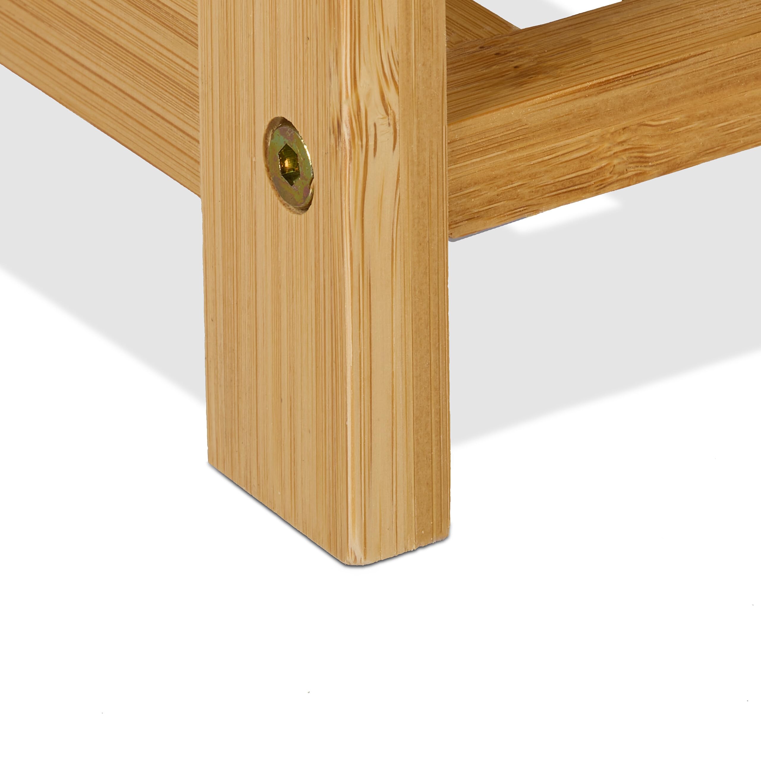 Relaxdays Panca Scarpiera per Ingresso, 2 Ripiani Portascarpe, Cuscino e Cassetto, 49x55x30cm, bambù, Naturale Grigio