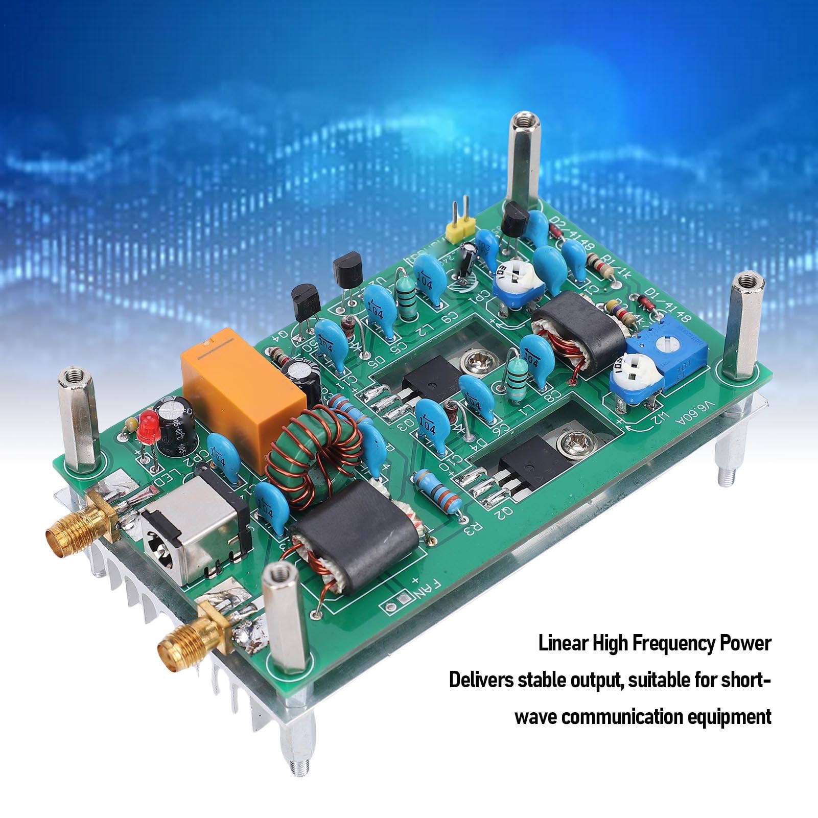 Tonysa 30W HF Lineare Verstärkerplatine 3-28 MHz, HF -Leistungsverstärker für HAM -Radio -QRP -Transceiver, mit Kühlkörper für Kurzwellenkommunikation