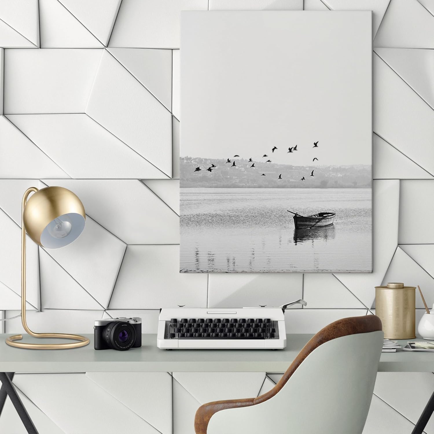GLOBE Electric 52885 15" Desk Lamp, Matte Brass, White Inner Shade, Modern, Home Décor, Lamp for Bedroom, Home Office Accessories, Desk Lamps for Home Office, Desk Light, Desk Lamp White Shade