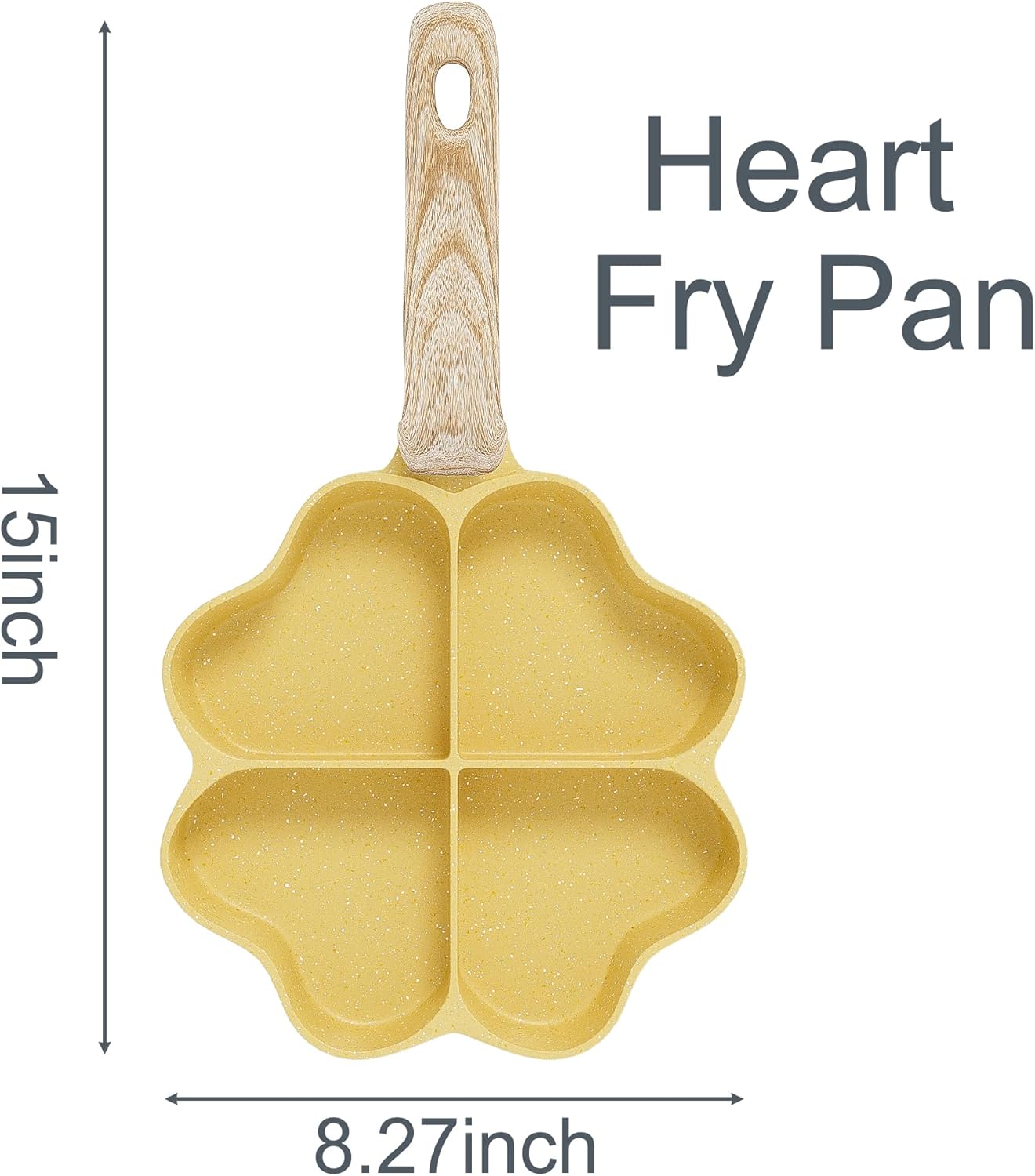 MOKIKA Egg Omelette Pan Nonstick Frying Pan with Heart Sections 4-Cup Heart-Shaped Divided Fry Pan Suitable for Gas Stove & Induction Egg Cooker Omelet Pan For Breakfast PFOA/POFS/PTFE Free 7.6-Inch