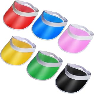 Jmkcoz 6 Pack UV Protection Sun Visor Hats for Women Men - Clear Plastic Visors Beach Tennis Golf Outdoor Sports