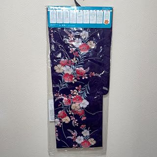 レディース 浴衣 花柄 撫子 ネイビー 綿100