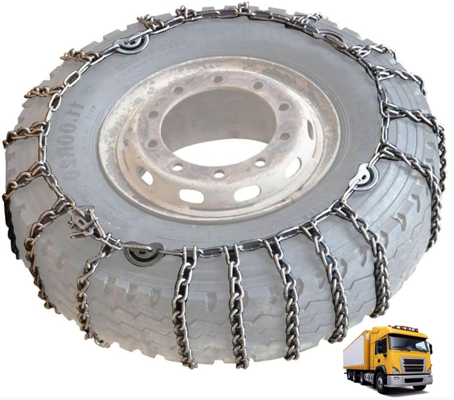 Set of 2 Snow Chains for Trucks & SUVs – Reinforced Anti-Skid Chains –Easy On and Off for Ice & Snow 9mm 8.25-16 2pcs 10R22.5