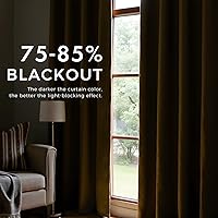 Vista 3 de Cortinas dorado oscuro de 108" para sala de estar, cortinas opacas de terciopelo con bolsillo para barra, para ventana, tratamiento de semi