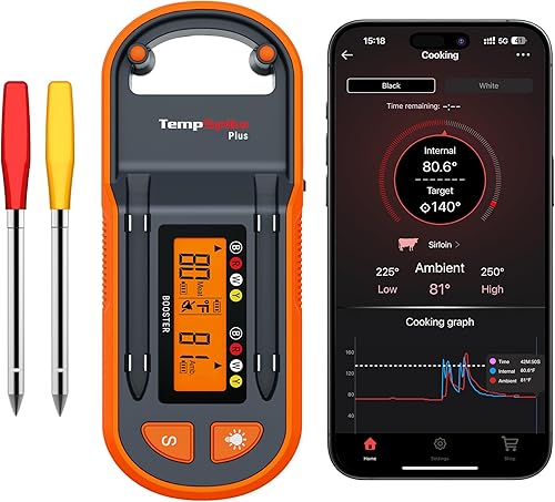 Miniatura 10 de ThermoPro TempSpike Plus - Termómetro inalámbrico de carne de 600 pies con 2 sondas codificadas por colores, termómetro inalámbrico Bluetooth