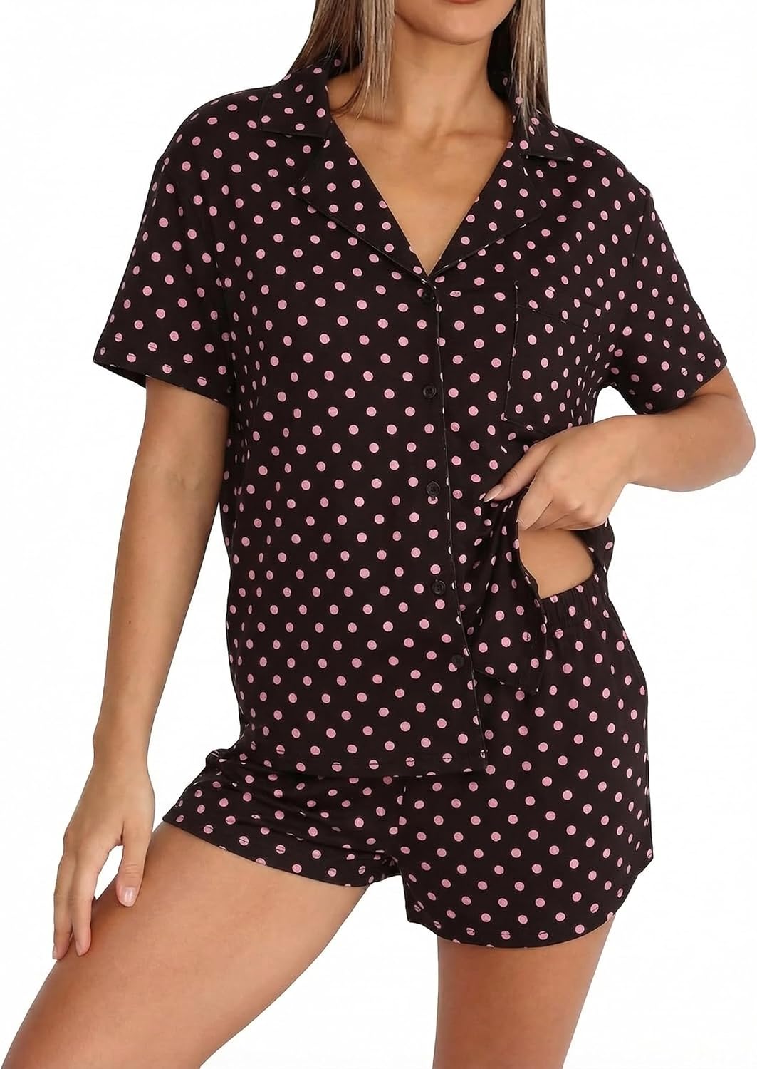 Womens 2 Piece Cute Fruit Pajamas Floral Pjs Button Down Short Sleeve and Shorts Set Y2K Summer Lounge Set Sleepwear