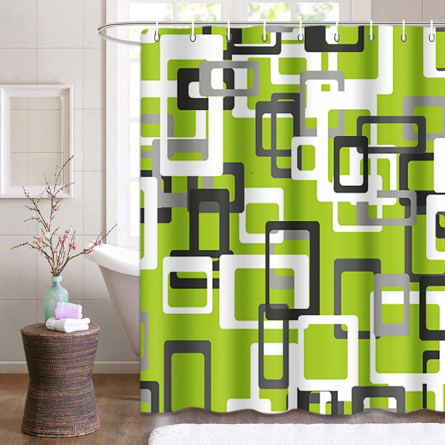 Shower Curtain, for Bathroom Decor 72 x 72 Inch, Modern Lime Green image 2