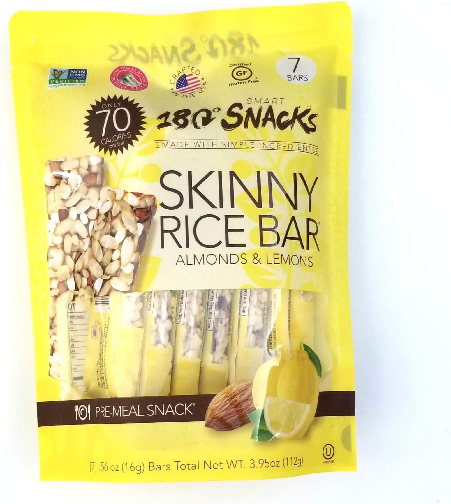 180 Snacks Skinny Rice Bar with Himalayan Salt (Lemon & Almond), 1 Pack 3.95oz