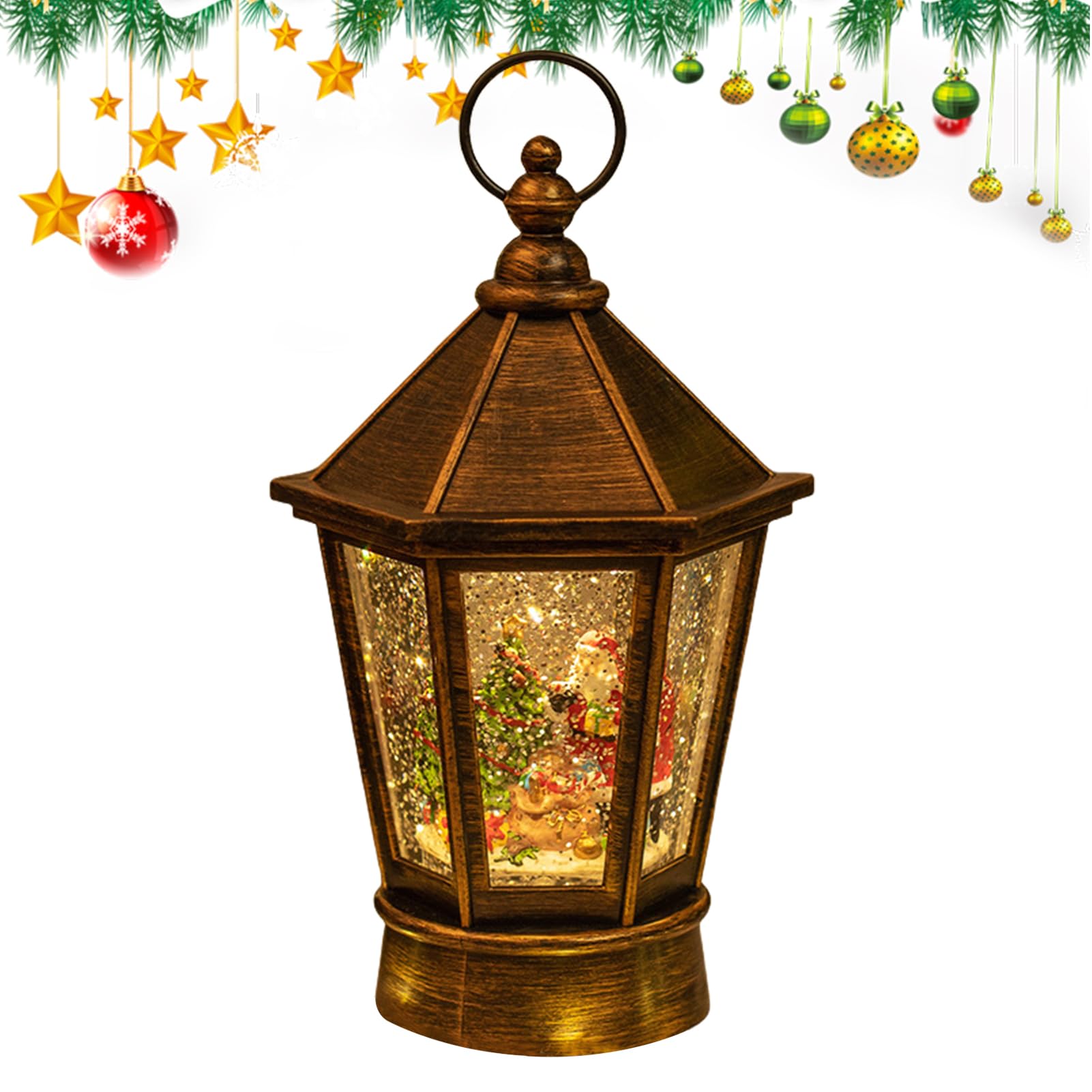 Boule de neige de Noël à piles pour une décoration féerique sans fil encombrant