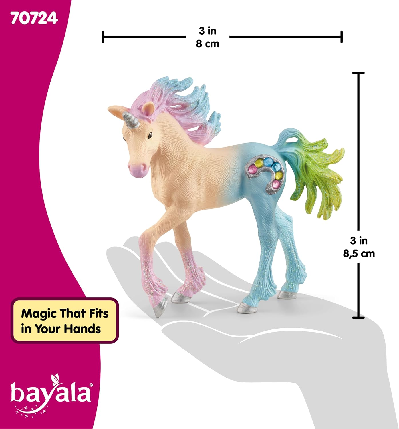 Schleich bayala, Unicorn Toys for Girls and Boys, Marshmallow Unicorn Foal with Gems, Pink
