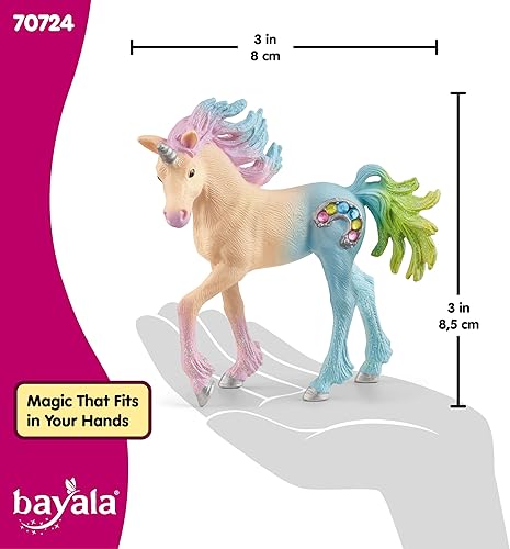 Miniatura 4 de Schleich bayala, Juguetes de unicornio para niñas y niños, potro de unicornio de malvavisco con gemas, rosa
