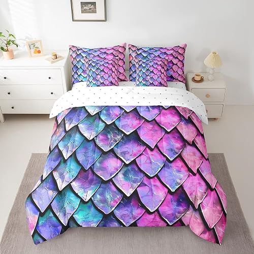 Feelyou Dragon Scale Bedding Set 7 Piece Wild Animal Skin Full Comforter
