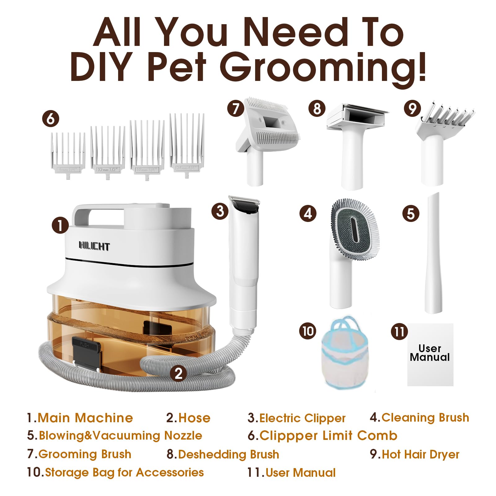 Pet Grooming System 未使用品 Amazon.com: Dog Grooming Vacuum Kit with 4L Dust Cup, 6 Pet