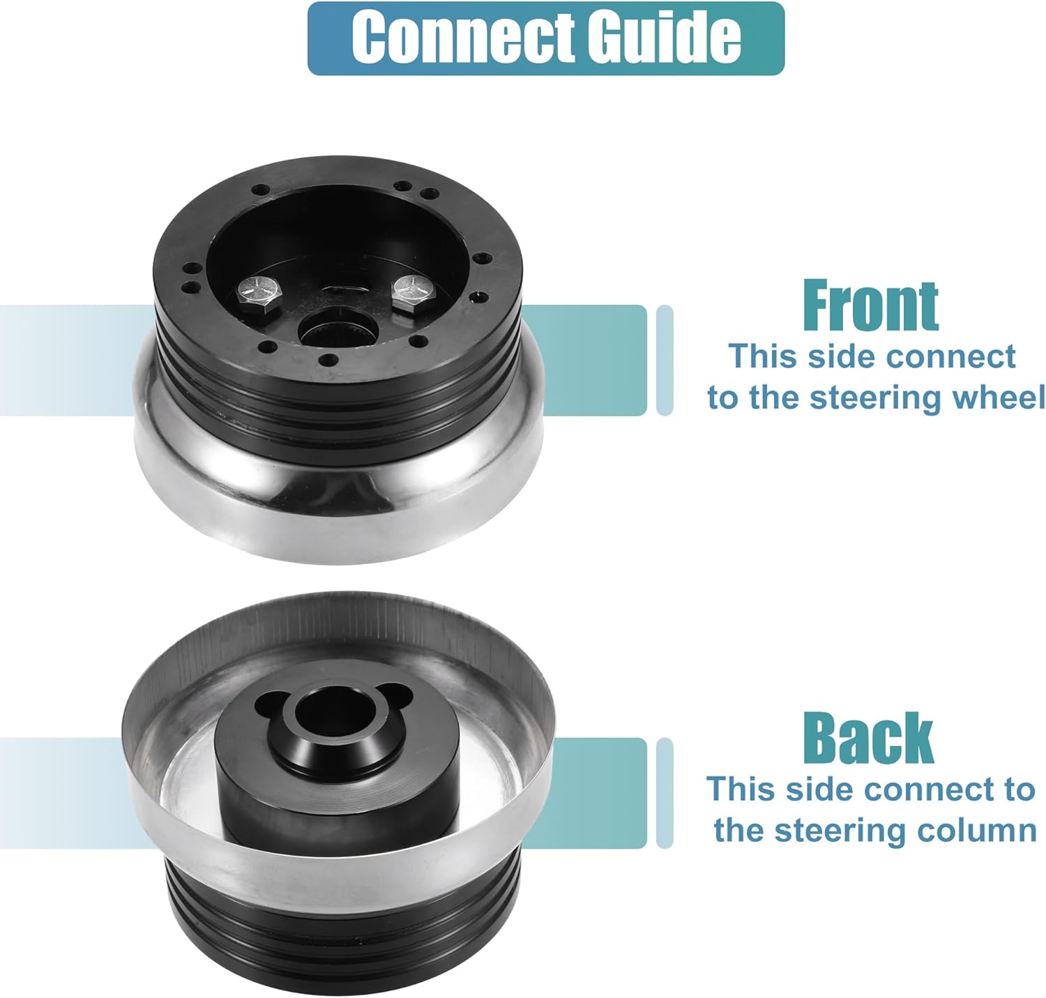 uxcell 5 & 6 Hole Steering Wheel Hub Adapter for Chevy for GM for Jeep for Buick Trucks Billet Steering Wheel Polished Short Hub Connector Adapter