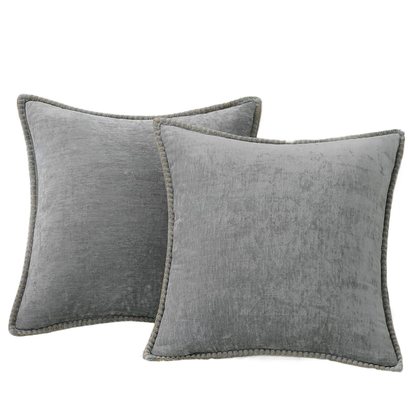 Fundas de Almohada de Pana, Funda de cojín Decorativa for sofá, hogar, Coche, Oficina, Hotel, 2 uds.(Gray,26X26inch(66x66cm))