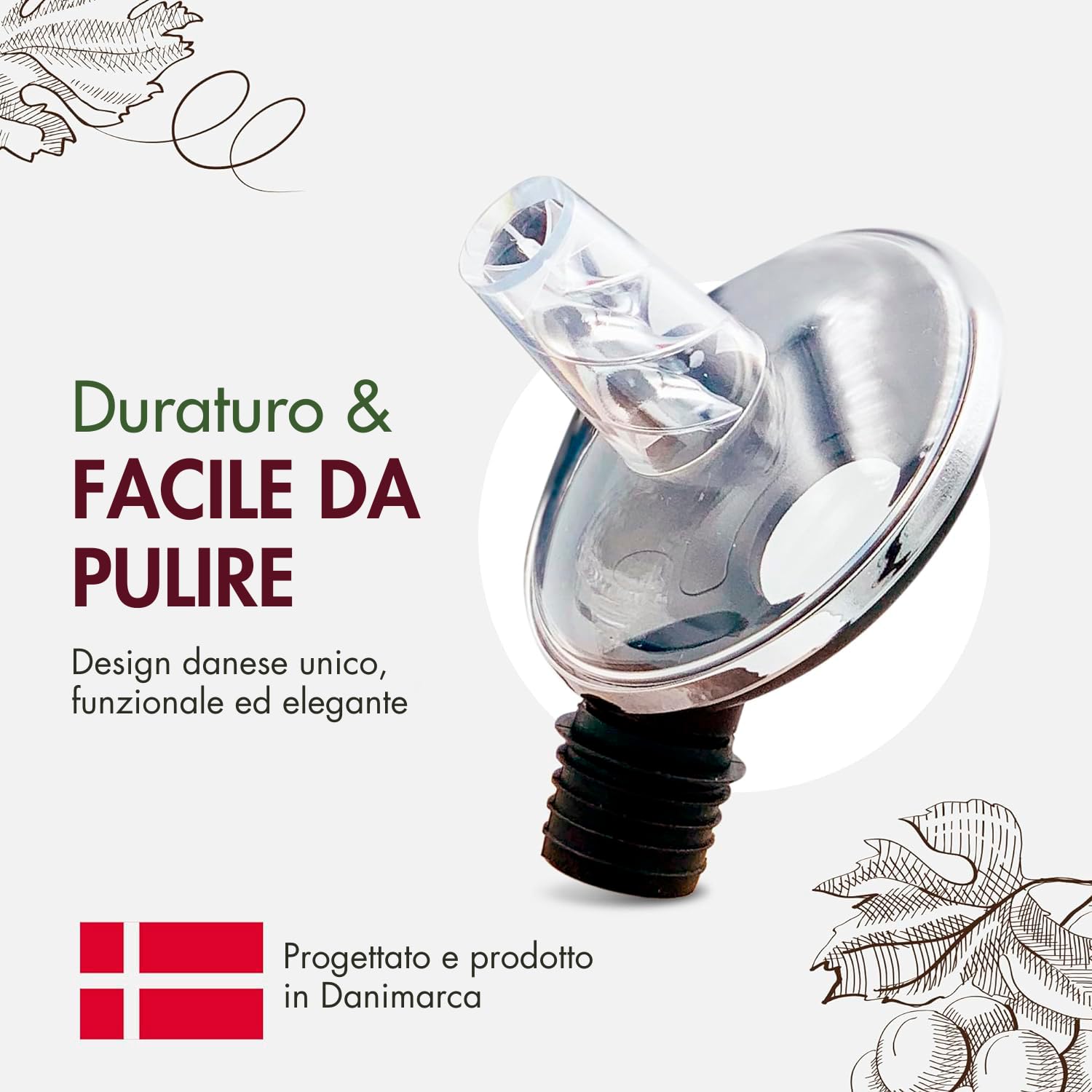 Decanter per Vino, Aeratore 2-in-1, Migliora l'Aroma e Il Gusto, Sistema Antigoccia, Accessorio Essenziale Oggetti per Amanti del Vino