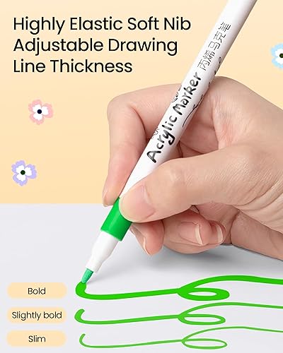 Miniatura 3 de Woomer Marcadores de pintura acrílica para niños, marcadores acrílicos a base de agua, seguros y no tóxicos, suministros de manualidades, juego de