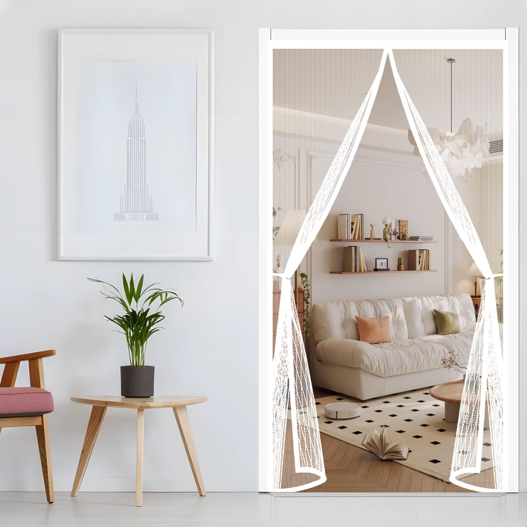 Moustiquaire porte magnétique blanche 144x196cm anti-insectes