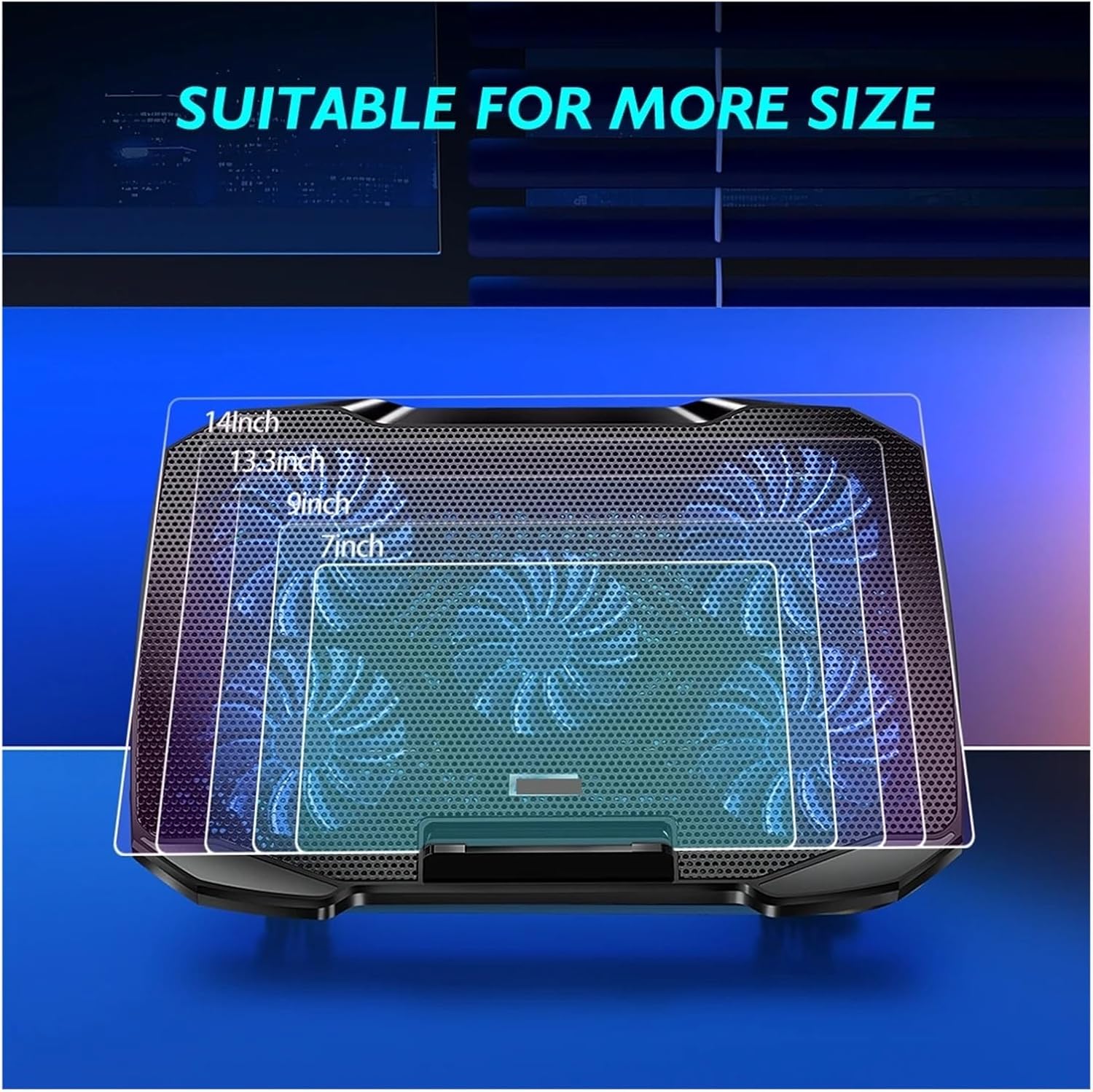 Laptop Cooling Pad for 12-17 Inch Laptop Cooler Stand, 5 Quiet Fans, 5 Angle Adjustable with Phone Holder