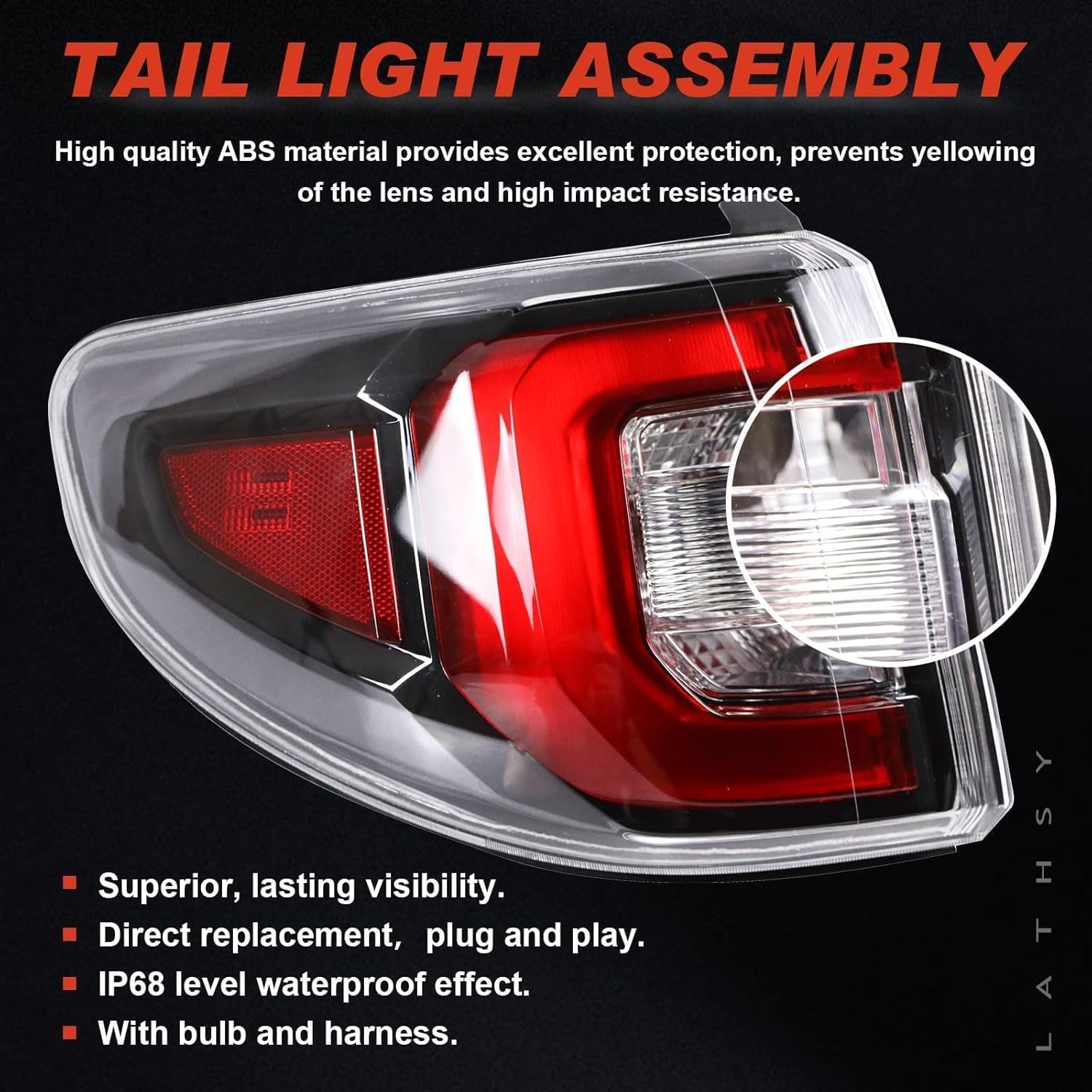 LED Tail Lights Assembly Compatible with 2013-2016 GMC Acadia Left Driver Side Replace 84051375 (Not Include Brake Bulb)