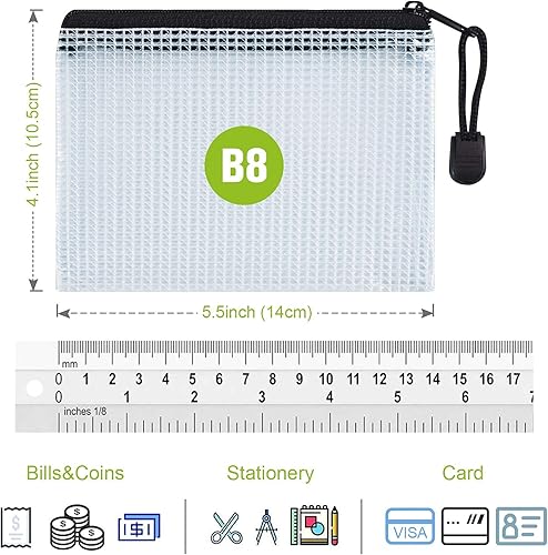 Miniatura 5 de Tamaño A5B8, bolsas de malla de plástico con cremallera, carpetas de archivos de documentos resistentes al desgarro, bolsa organizadora de