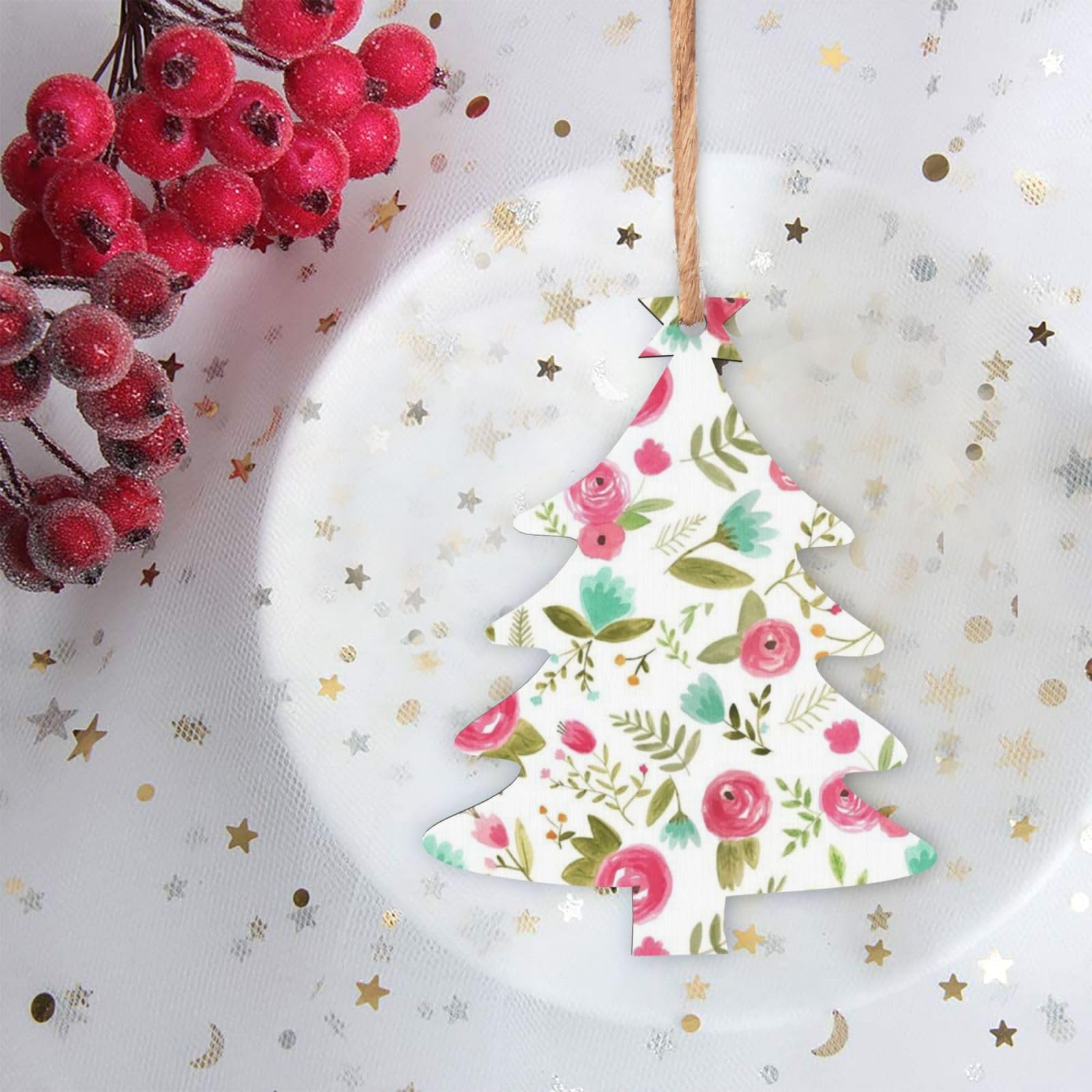 12 Ornamenti Natalizi Rosa Da Appendere, Babbo Natale, Fiocchi Di Neve, Decorazioni Albero Natale