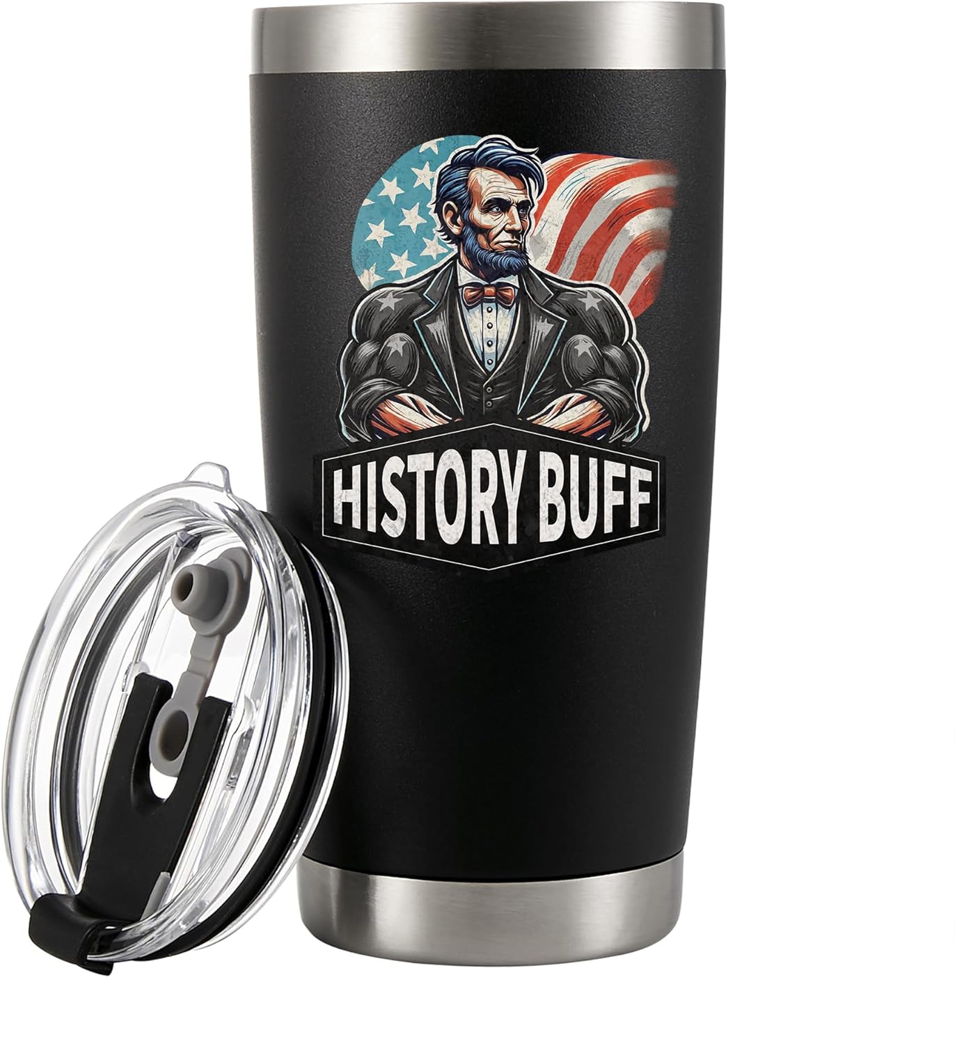 History Buff Vacuum Insulated Tumbler Gifts For Men Husband Boyfriend Dad Grandpa Uncle From Mom Girlfriend Wife Fathers Day History Teacher Gifts Teachers Day With Straw And Removable Lid Black 20 oz