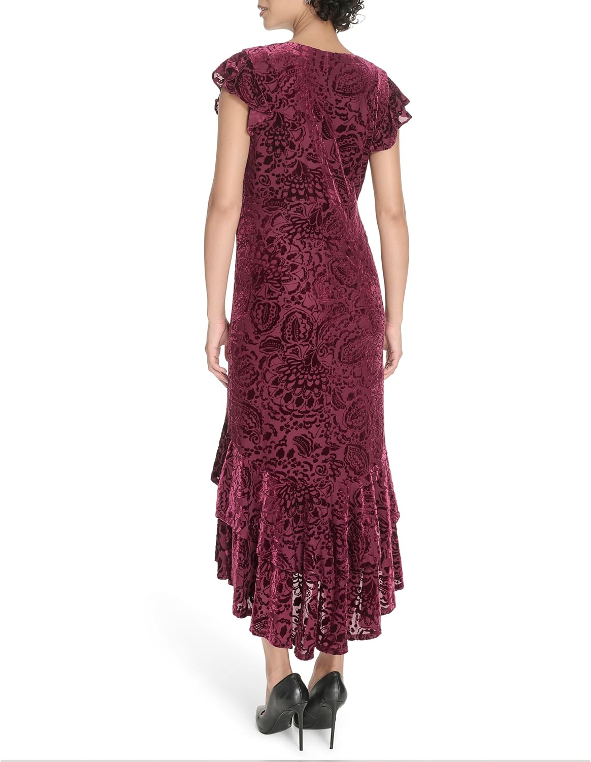 Tommy Hilfiger Womens Flutter Sleeve Flounce Hem Empire Waist Dress - Image 4