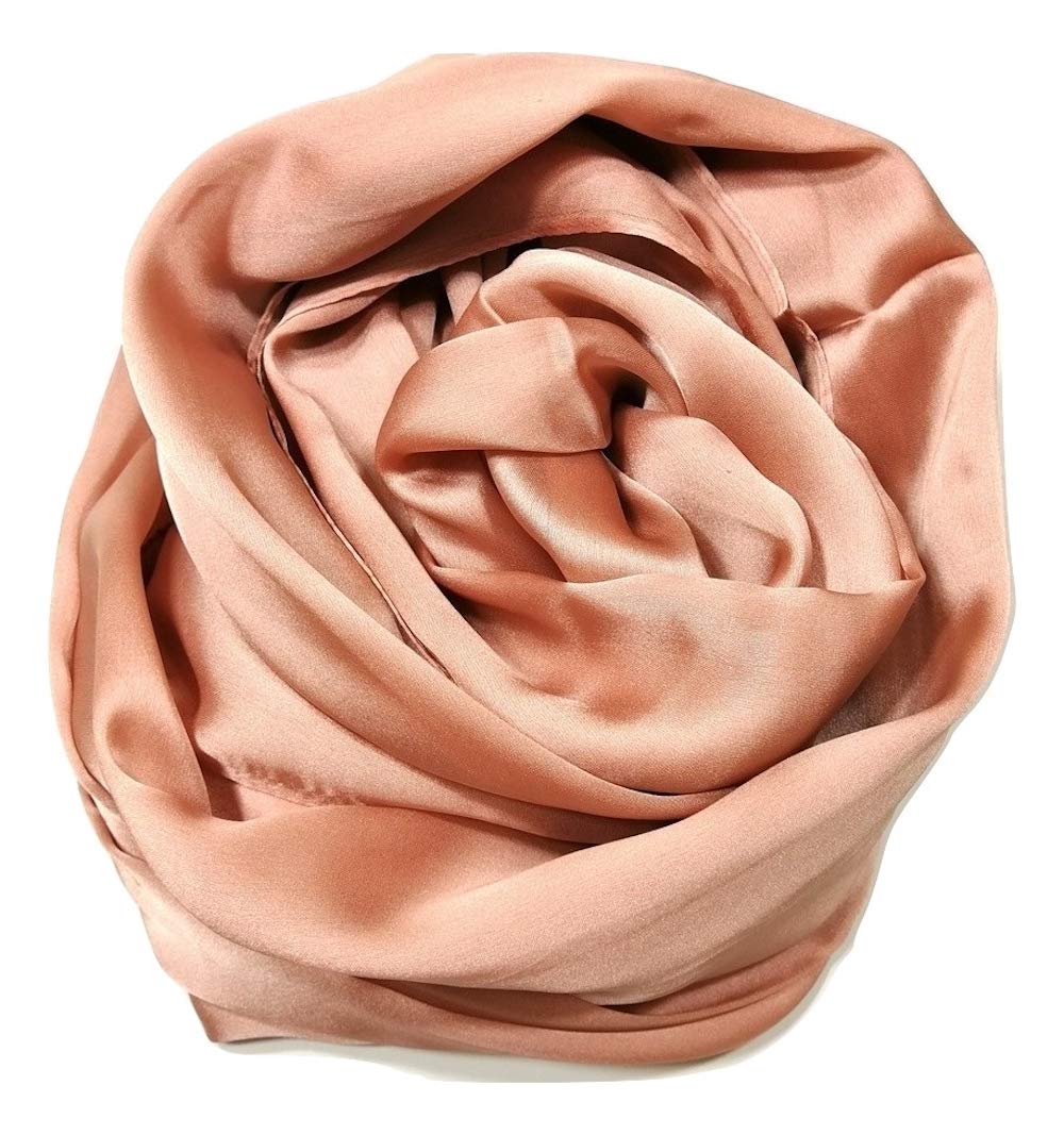 Bufandas largas de satén con estampado de seda y color sólido para mujer en caja de regalo, Color sólido: chocolate 2