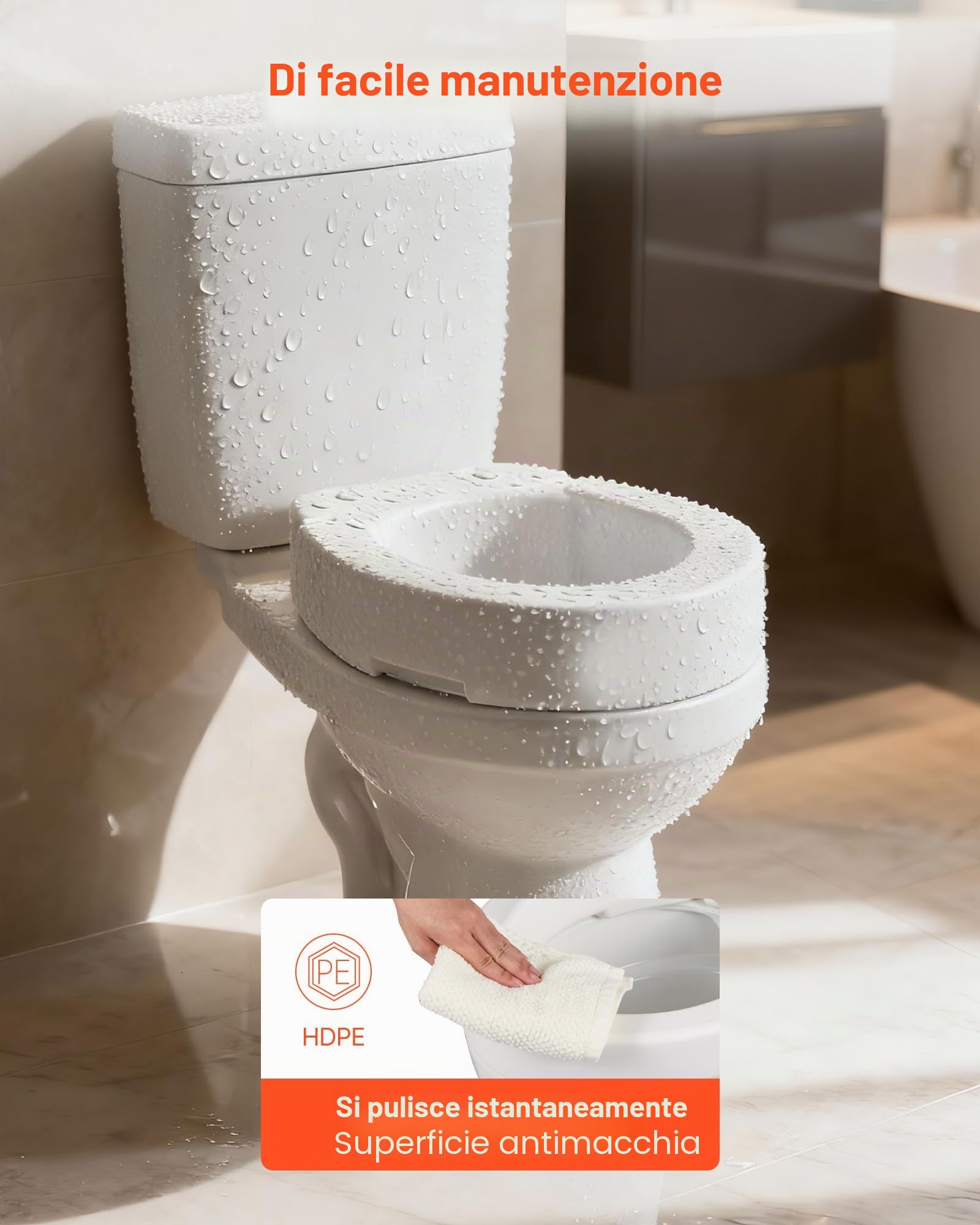 VEVOR Sedile WC Rialzato da Bagno con Capacità di Carico di 136 kg e Altezza di Sollevamento di 88,9 mm, Sedile WC Rialzato Universale in HDPE con Apertura Allargata per Anziani Disabili