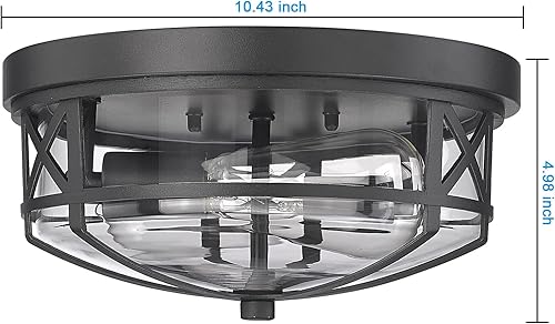 Miniatura 4 de Darkaway Lámparas de techo empotradas para montaje en techo con pantalla de vidrio transparente, lámpara de techo para interiores y exteriores para