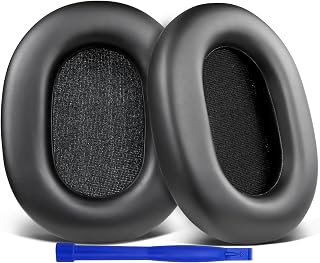 SOULWIT Protein Leather Replacement Earpads for Sony WH-1000XM5 (WH1000XM5) Noise Canceling Headphones, Ear Pads Cushions with Noise Isolation Memory Foam, Added Thickness - Black
